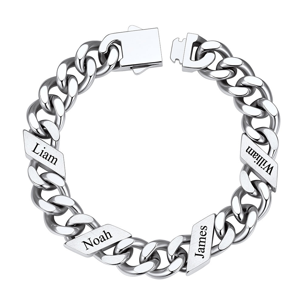 Names Cuban Chain Bracelet 12mm 4 Names