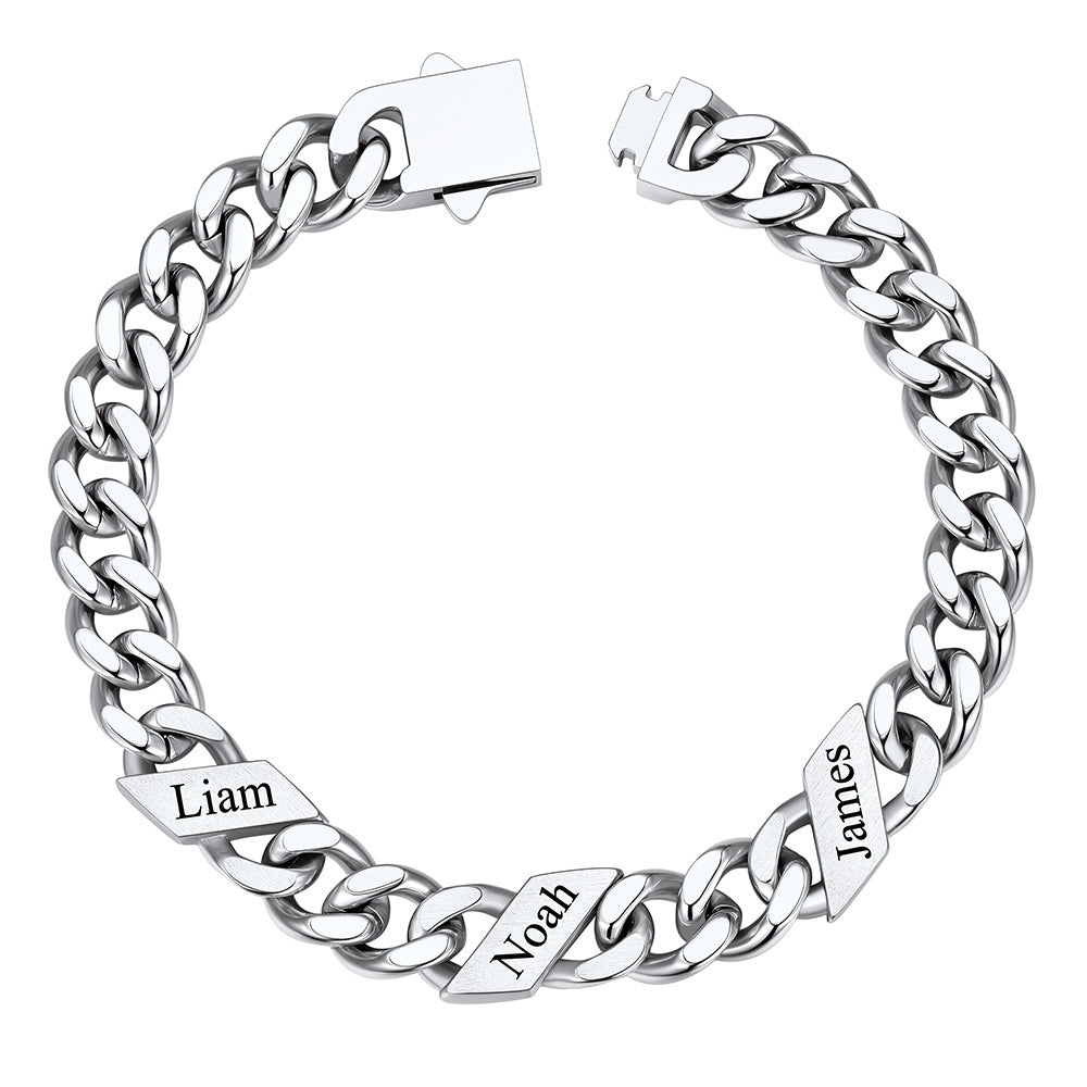 Names Cuban Chain Bracelet 9mm 3 Names