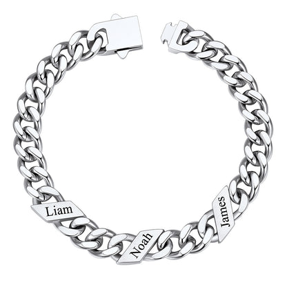 Names Cuban Chain Bracelet 9mm 3 Names
