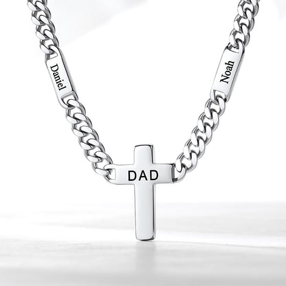 Names Cuban Chain Cross Necklace 