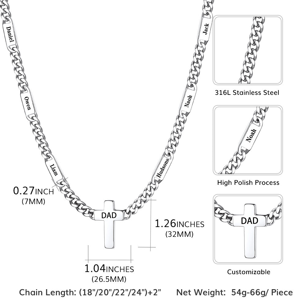 Names Cuban Chain Cross Necklace Dimension, Durable