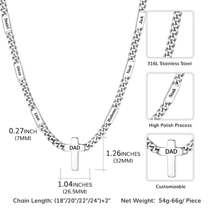 Names Cuban Chain Cross Necklace Dimension, Durable