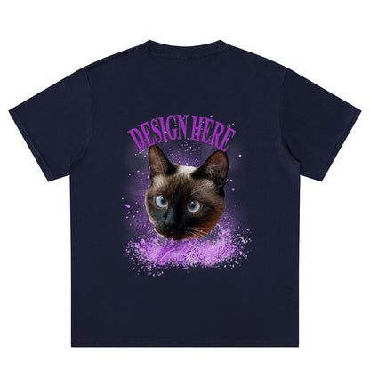 Navy Blue Back Custom Photo and Text T-Shirts