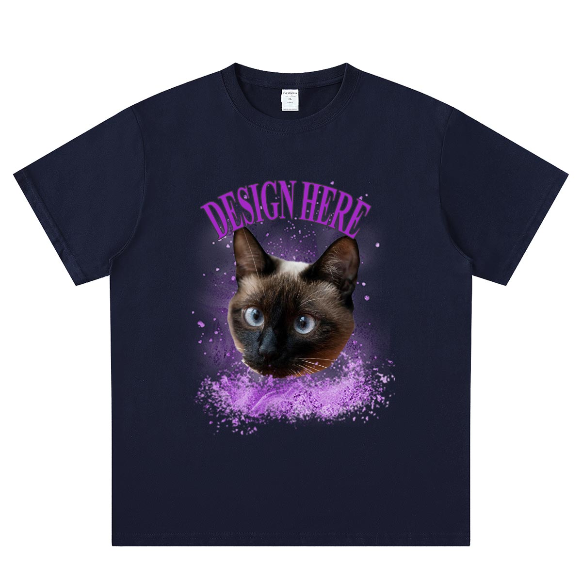 Navy Blue Custom Photo and Text T-Shirts