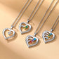 Family Birthstone Heart Necklace With Names for Women