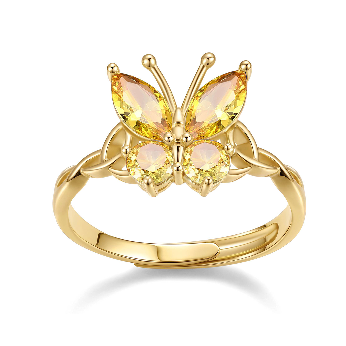 November Adjustable Celtic Knot Butterfly Birthstone Ring