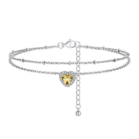 November Birthstone Anklet Double Layer FIA23769