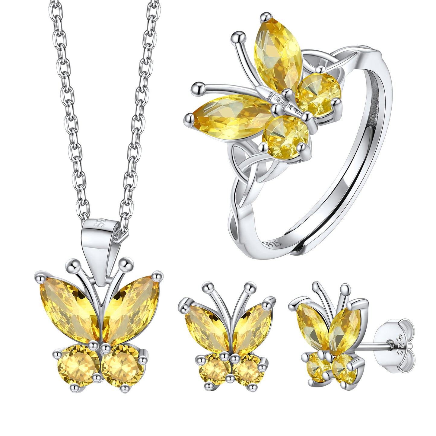 Butterfly Birthstone Jewelry Set