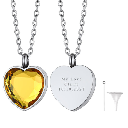 November Birthstone Urn Necklaces for Ashes  Steel