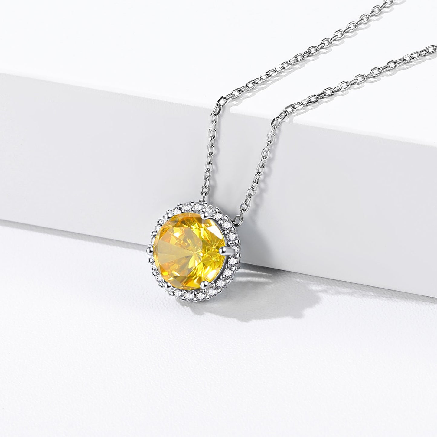 November Halo Birthstone Necklace