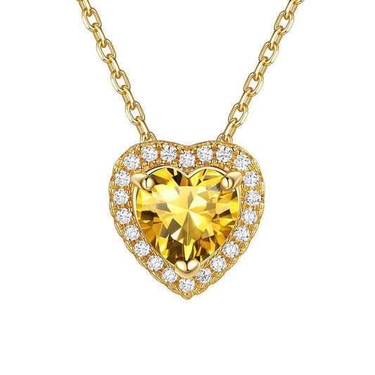 November Halo Heart Birthstone Necklace for Women