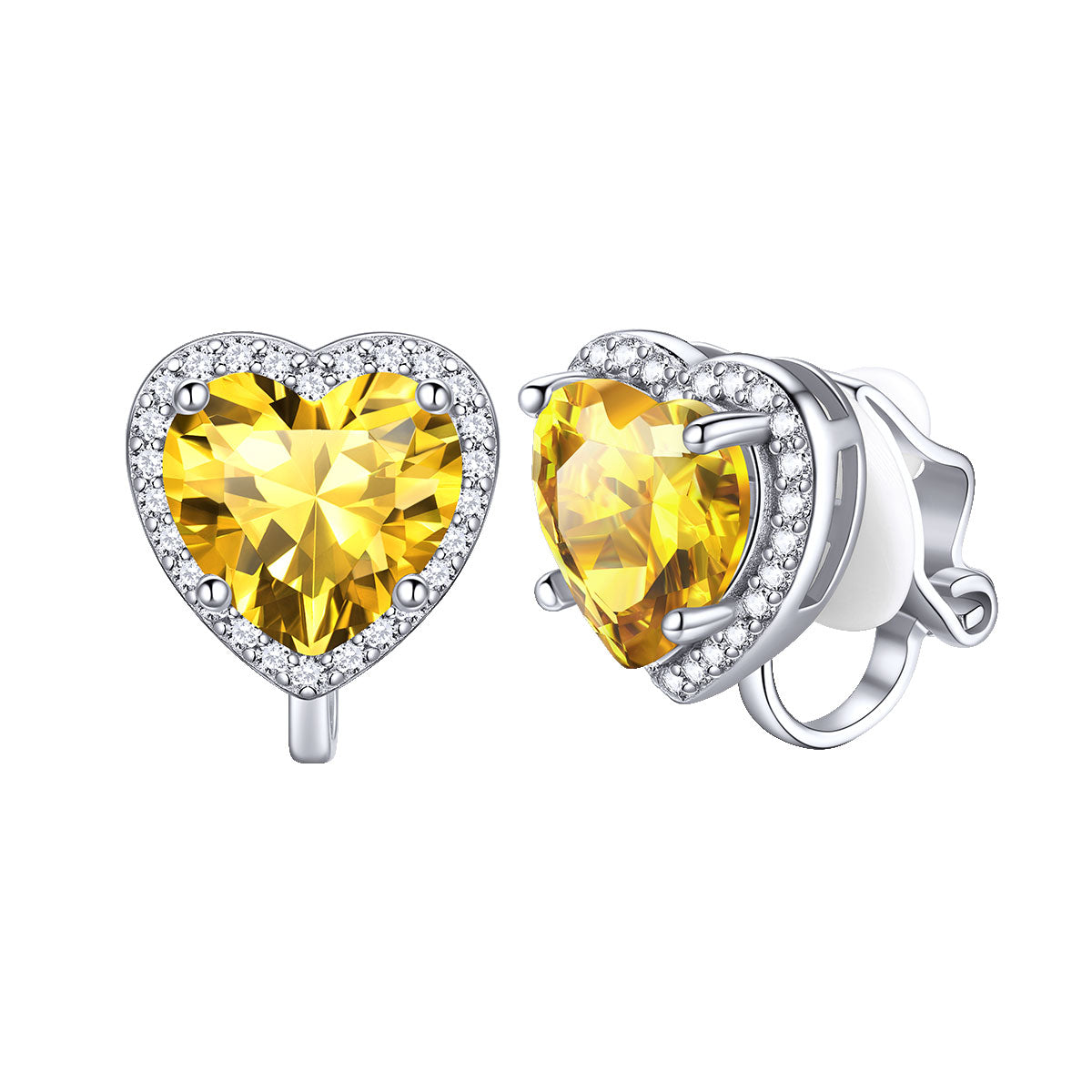 November Heart Birthstone Clip-on Earrings