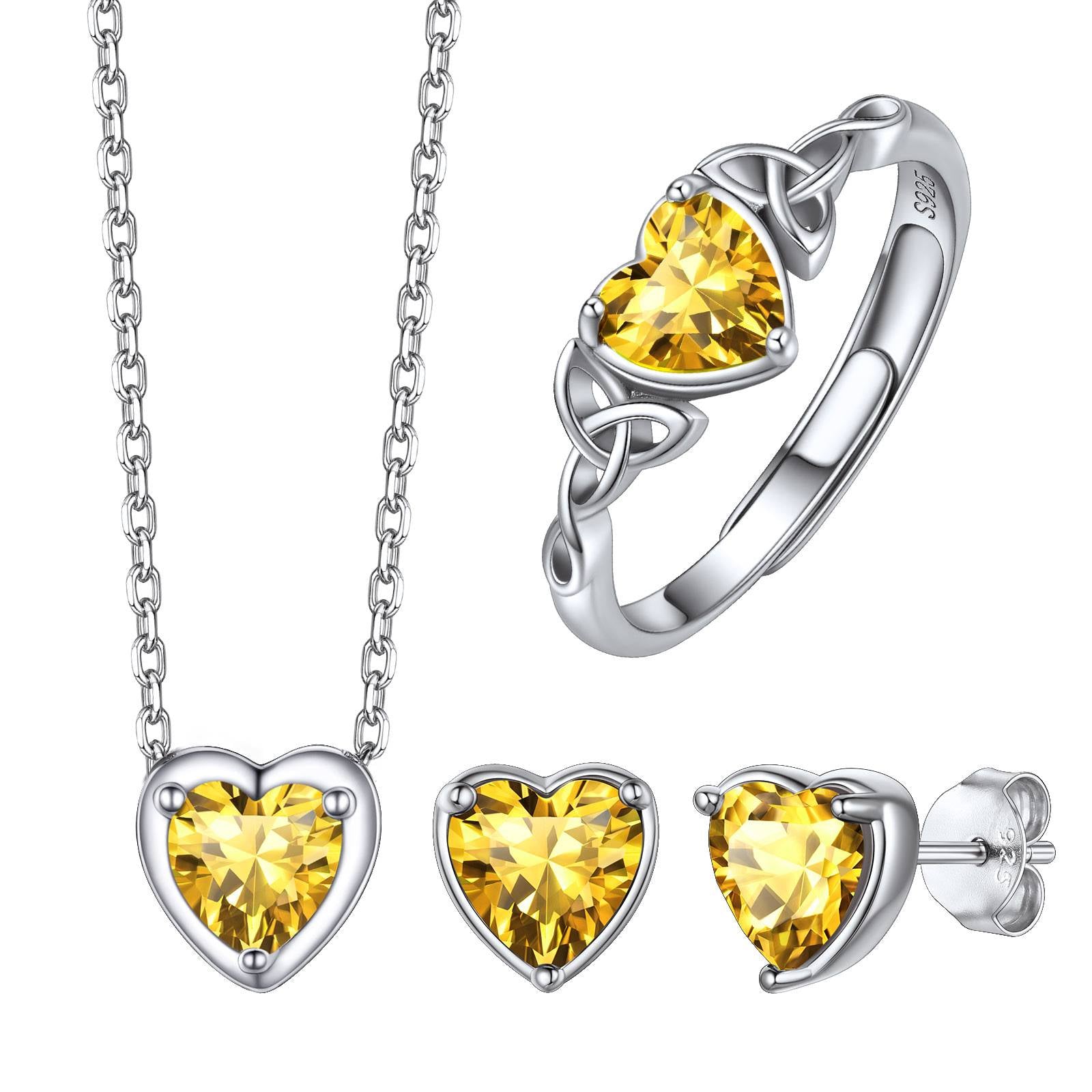 November Heart Birthstone Jewelry set