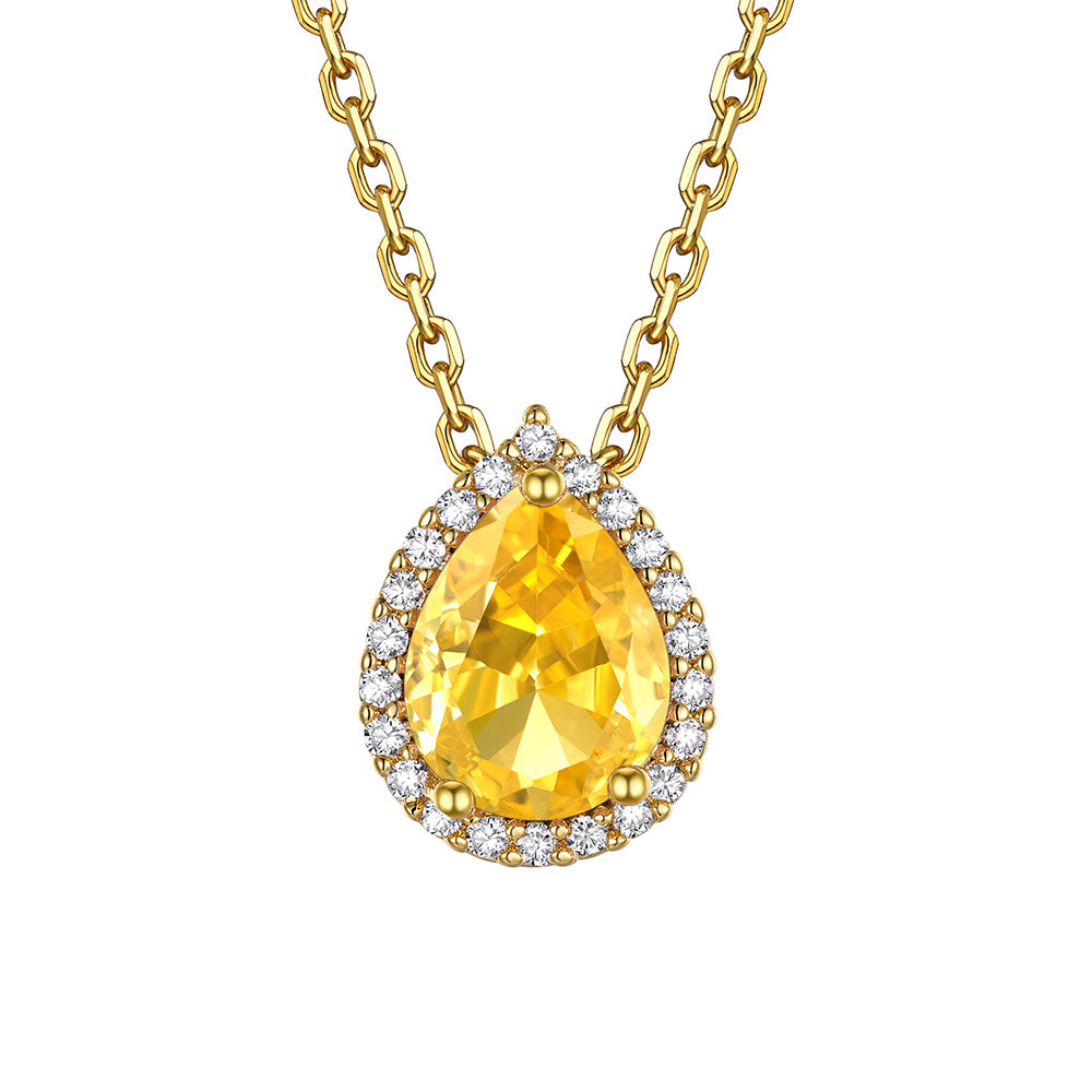 November Teardrop Birthstone Necklace Gold Plated