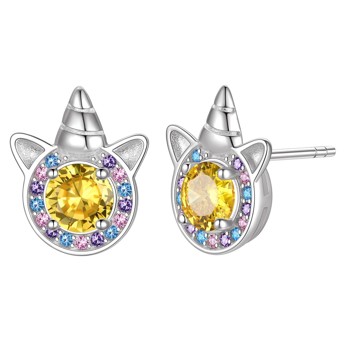 November Unicorn Stud Earrings