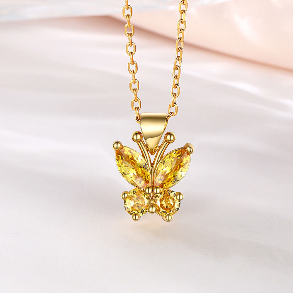 November birthstone butterfly necklace