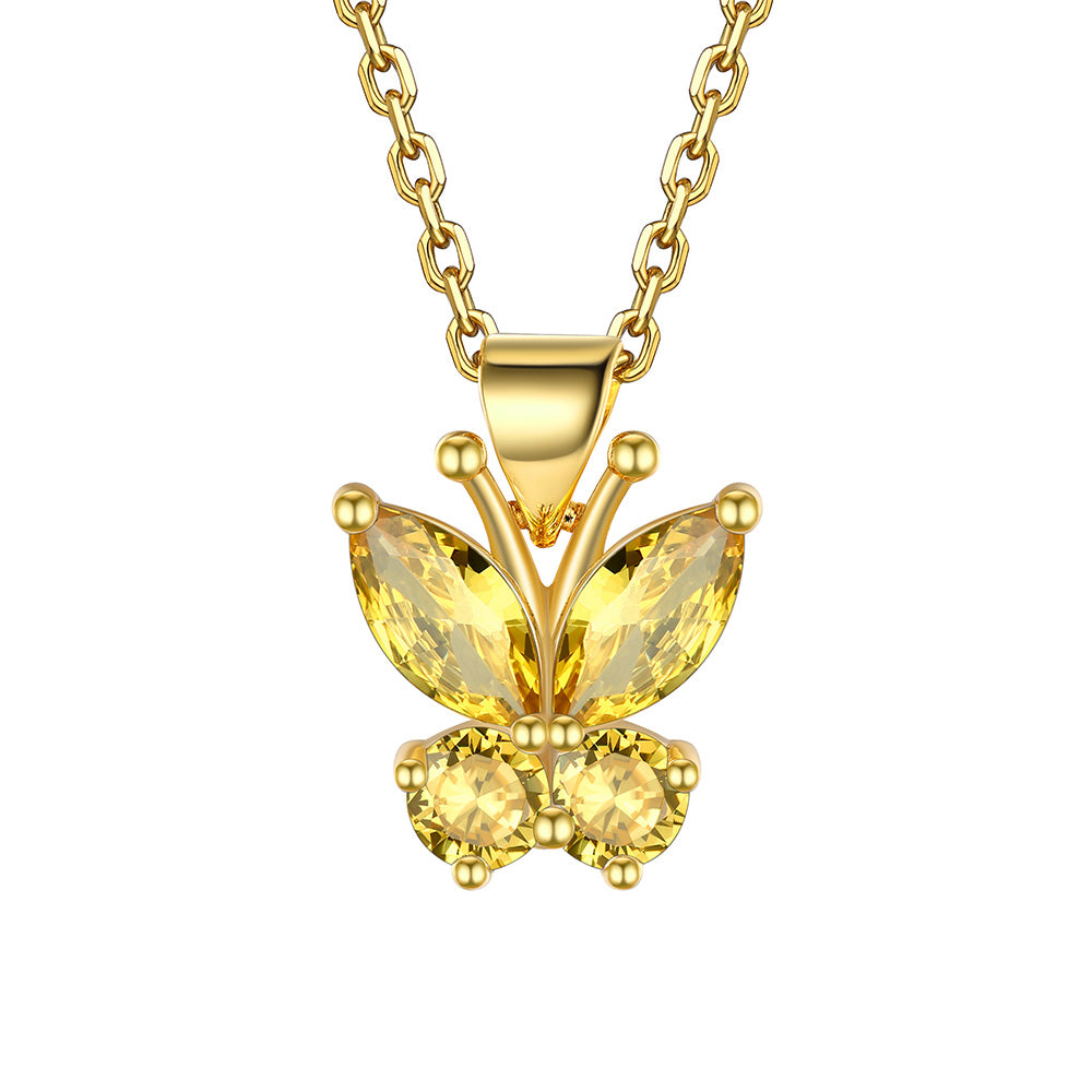 November birthstone butterfly necklace Gold Plated