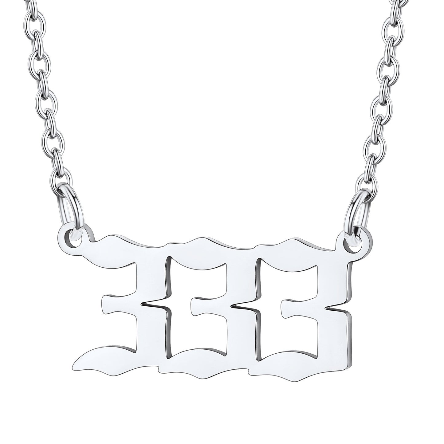 Number 333 Necklace in Stainless Steel