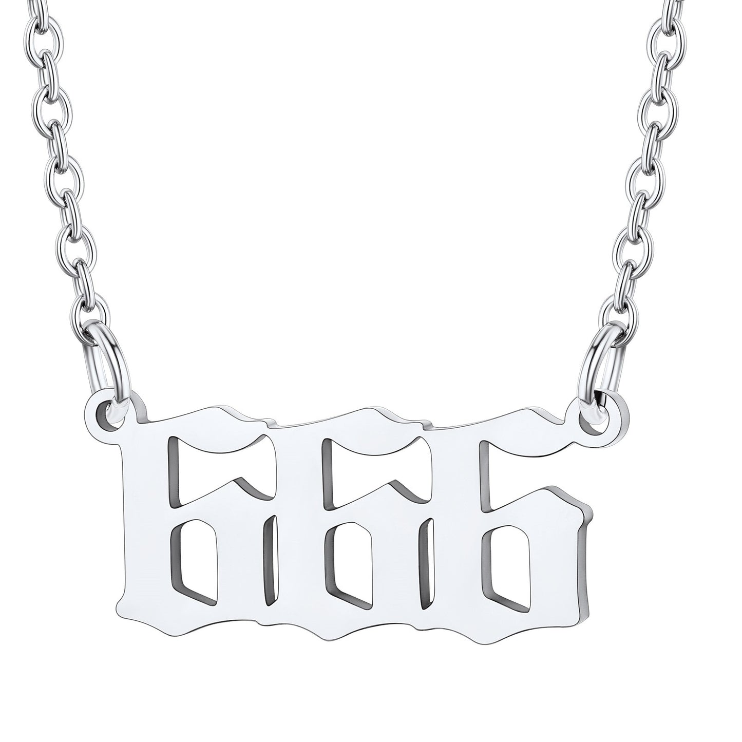 Number 666 Necklace in Stainless Steel