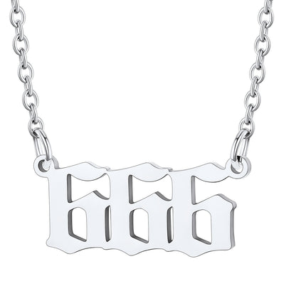 Number 666 Necklace in Stainless Steel