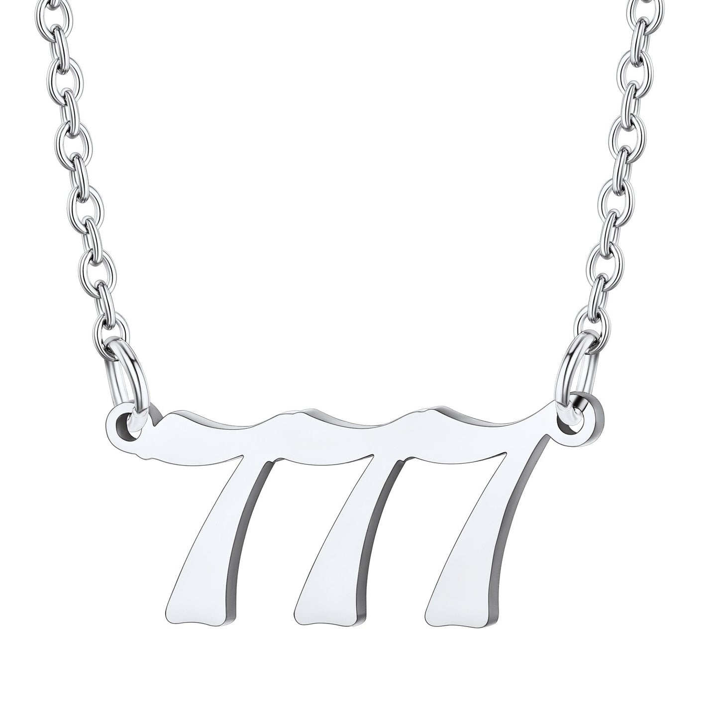 Number 777 Necklace in Stainless Steel