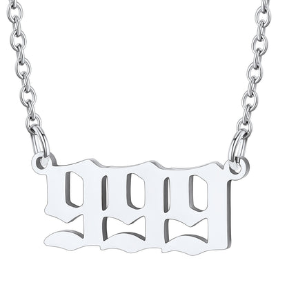 Number 999 Necklace in Stainless Steel