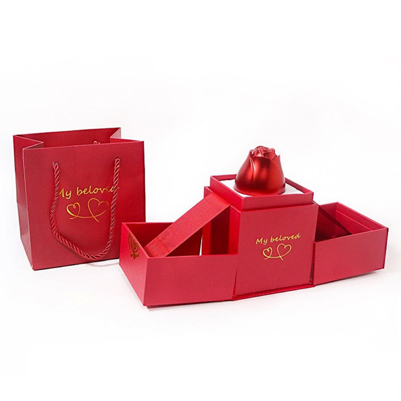 Rose Bouquet Liftable Rose Shaped Jewelry Box