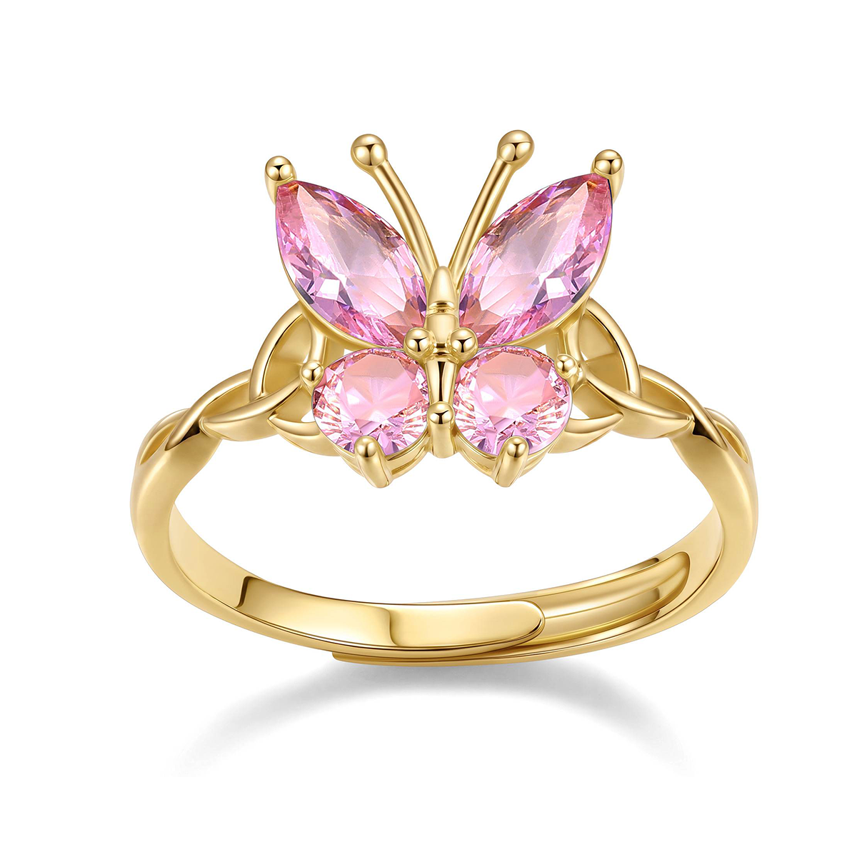 October Adjustable Celtic Knot Butterfly Birthstone Ring