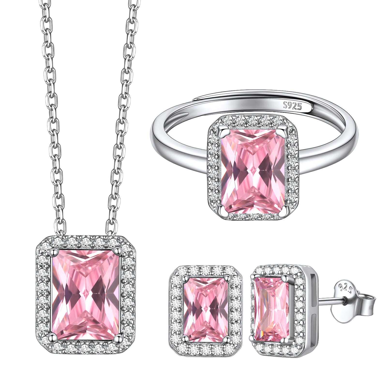 October Birthstone Emerald Cut Jewelry Set