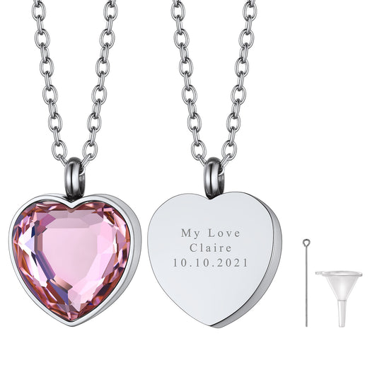 October Birthstone Urn Necklaces for Ashes  Steel