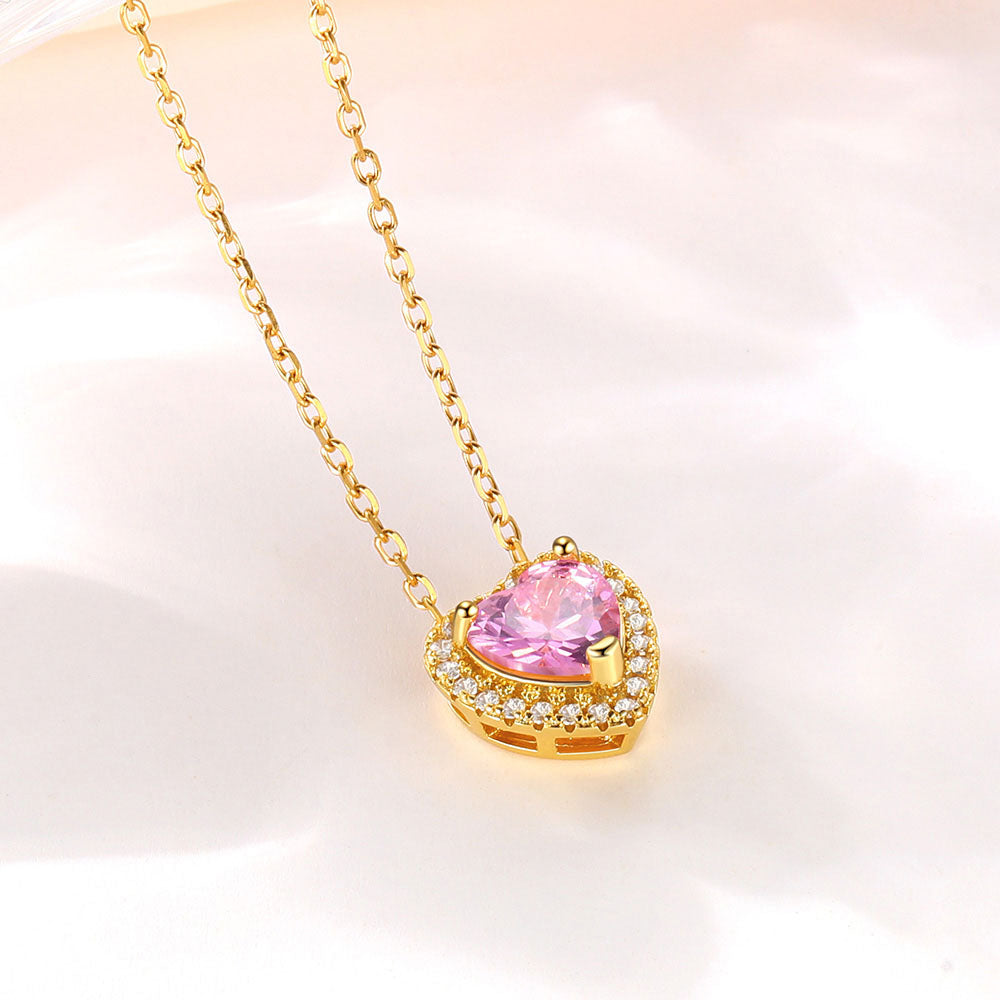 October Heart Birthstone Necklace