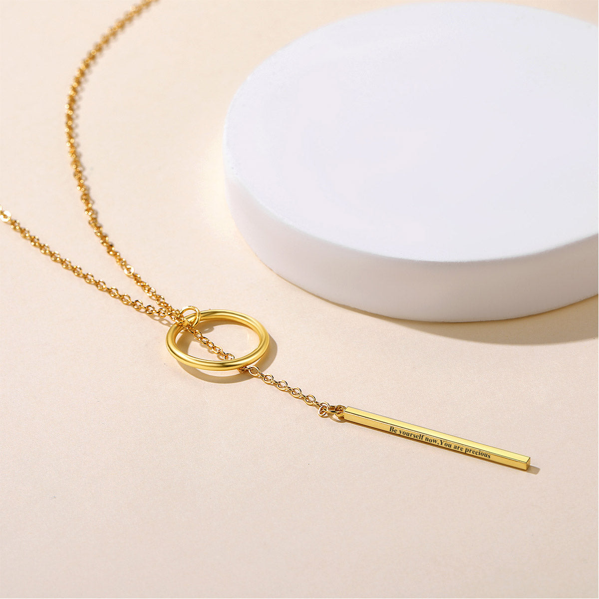 Open Circle Y Necklaces Bar Long Necklaces Gold Plated