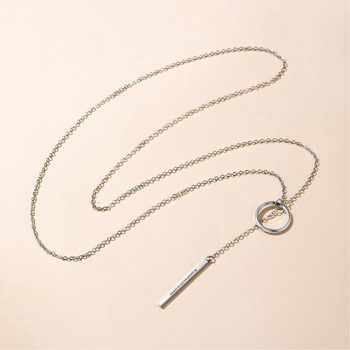 Open Circle Y Necklaces Bar Long Necklaces Steel