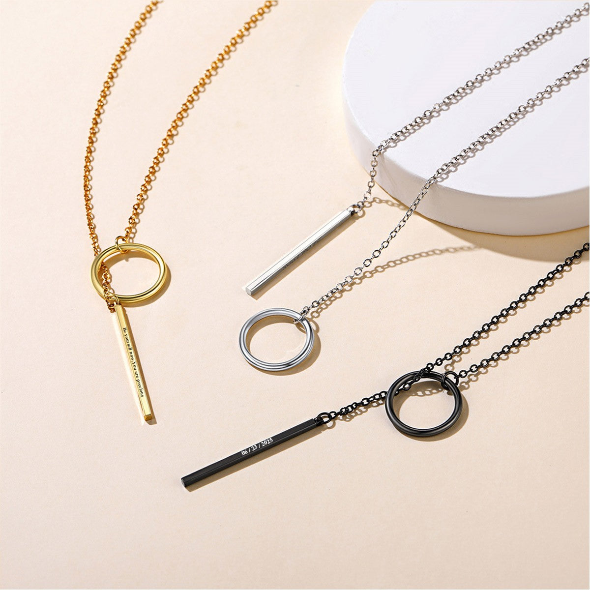 Open Circle Y Necklaces Bar Long Necklaces in different color