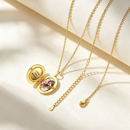 Oval Locket Necklace with Pictures Gold Plated