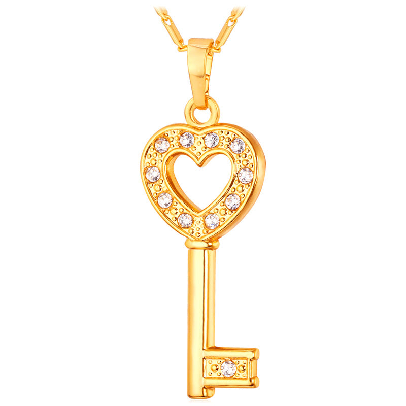 ⚡Flash Sale Austrian Rhinestone Heart Key Pendant Necklace