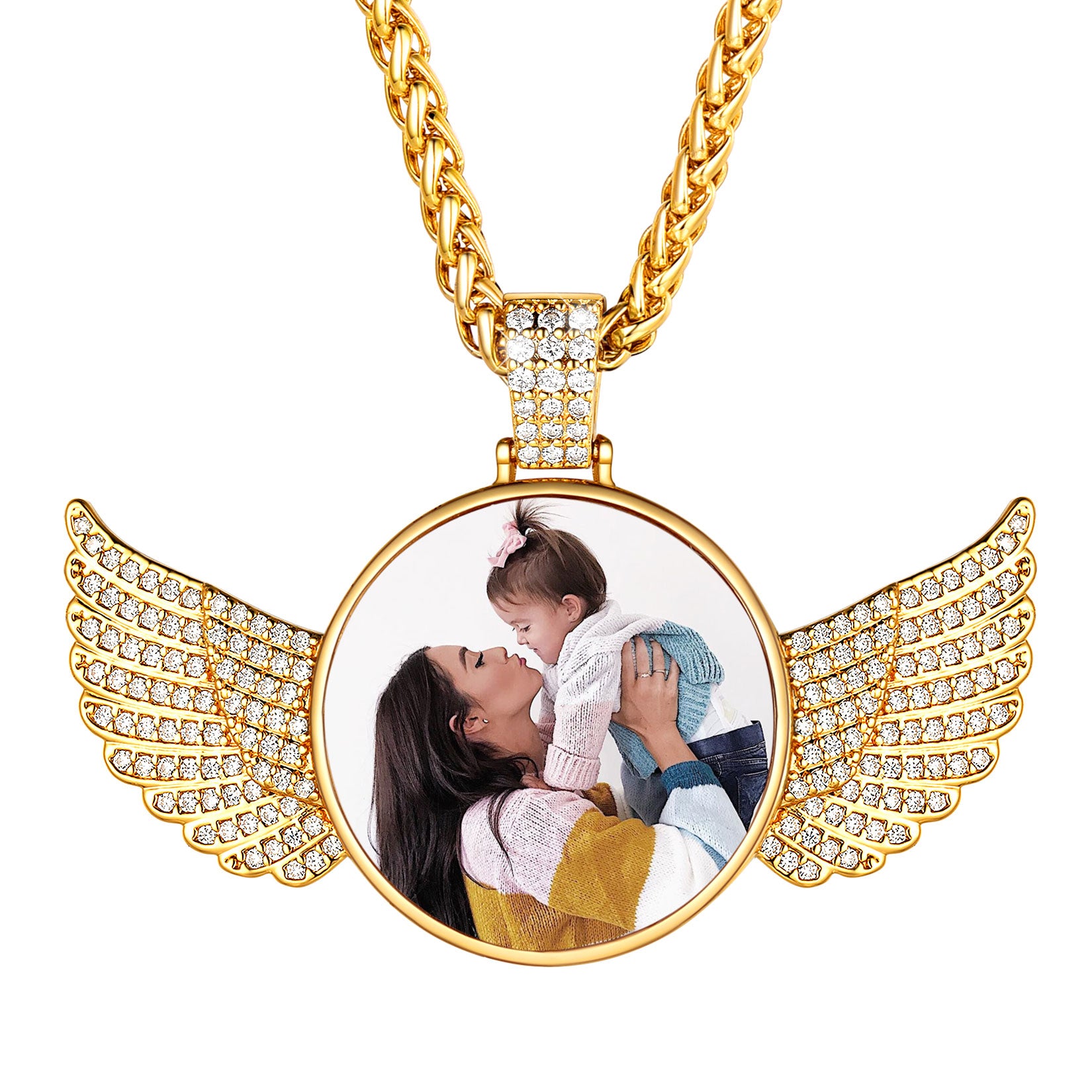 Personalized Photo Pendant Angel Wings Picture Necklace