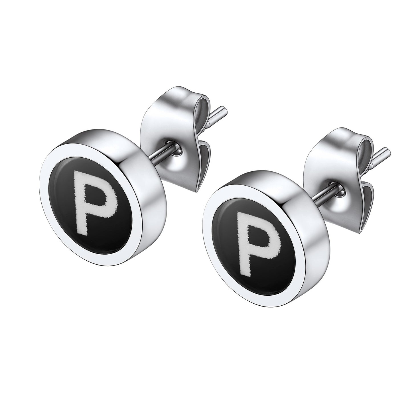Initial P Stud Earrings