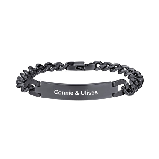 Personalized Engraved ID Bar Chain Bracelet 10MM