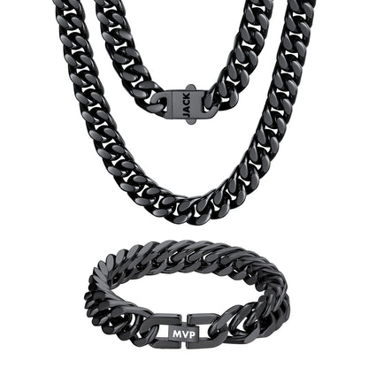 Personalized Engravable Cuban Chain Necklace & Bracelet Set