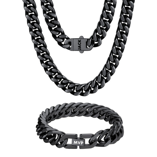 Personalized Engravable Cuban Chain Necklace & Bracelet Set