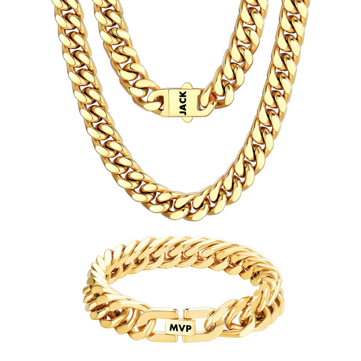 Personalized Engravable Cuban Chain Necklace & Bracelet Set