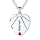 Personalized Engraved Heart Birthstone Necklace silver
