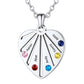 Personalized Engraved Heart Birthstone Necklace 5 stones silver