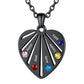 Personalized Engraved Heart Birthstone Necklace 5 stones black