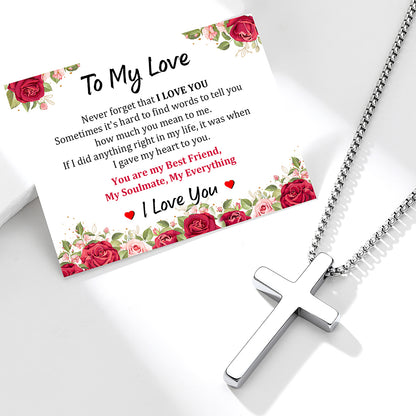 Custom Engraved Cross Necklace for Men Women