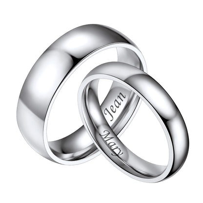 Personalized Matching Couple Rings – Custom Plain Dome Bands