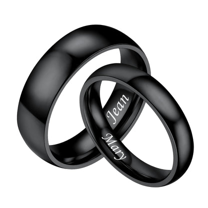 Personalized Matching Couple Rings – Custom Plain Dome Bands