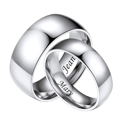 Personalized Matching Couple Rings – Custom Plain Dome Bands