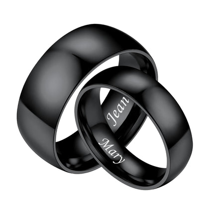 Personalized Matching Couple Rings – Custom Plain Dome Bands